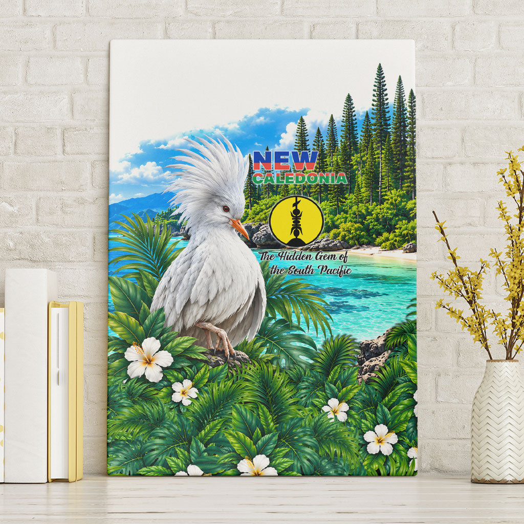 New Caledonia Kagu Bird Nature Canvas Wall Art South Pacific Hidden Gem Tropical Landscape TS04 Without Frame Green White - Polynesian Pride