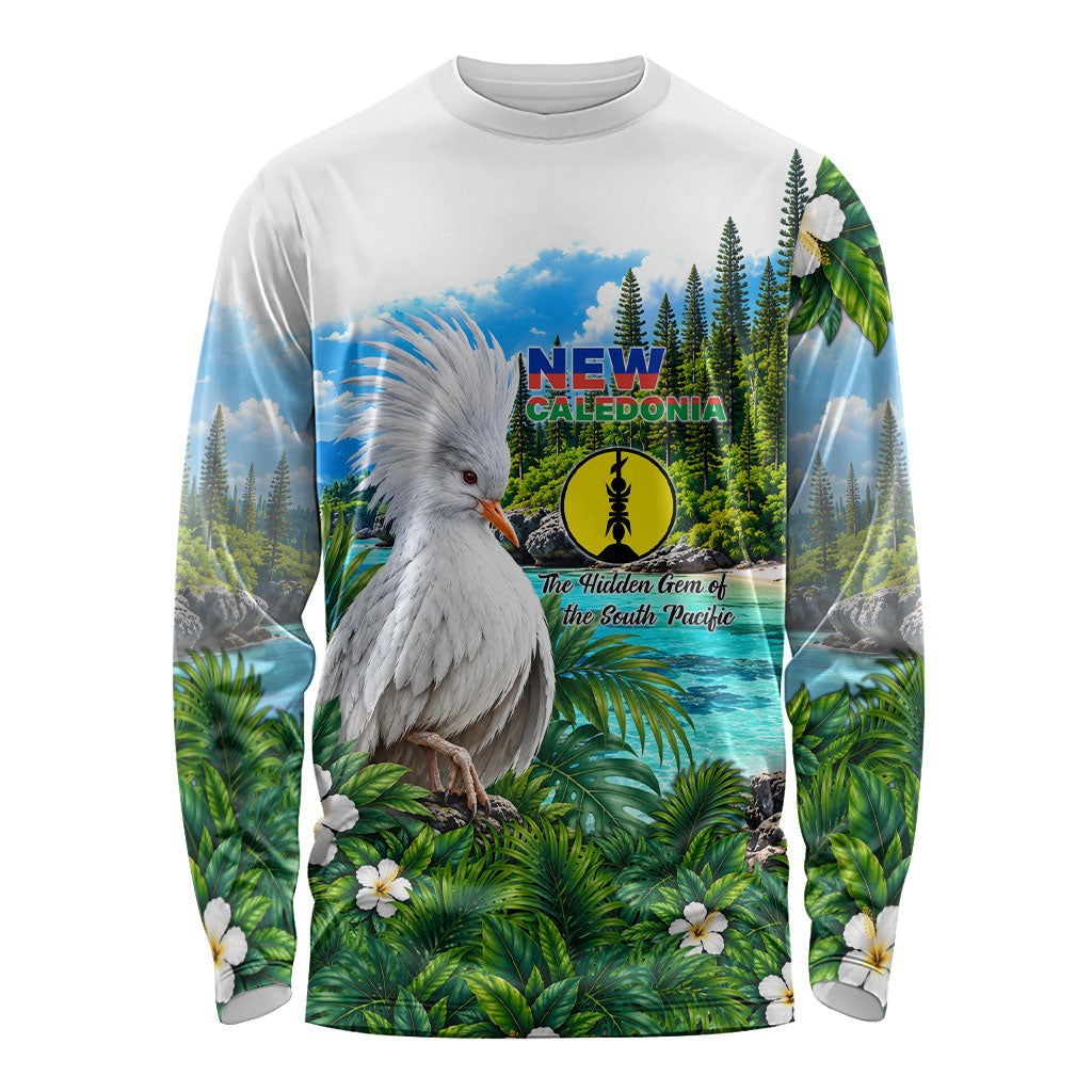 New Caledonia Kagu Bird Nature Long Sleeve Shirt South Pacific Hidden Gem Tropical Landscape