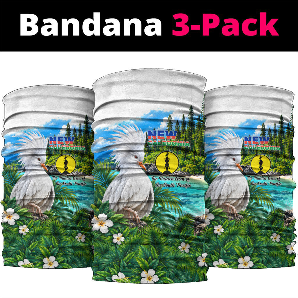 New Caledonia Kagu Bird Nature Neck Gaiter South Pacific Hidden Gem Tropical Landscape TS04 package One Size: 25*50cm Green White - Polynesian Pride
