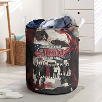 Samoa Black Saturday 1929 Laundry Basket Mau Movement Vintage Newspaper Grunge Polynesian TS04 Black Red - Polynesian Pride
