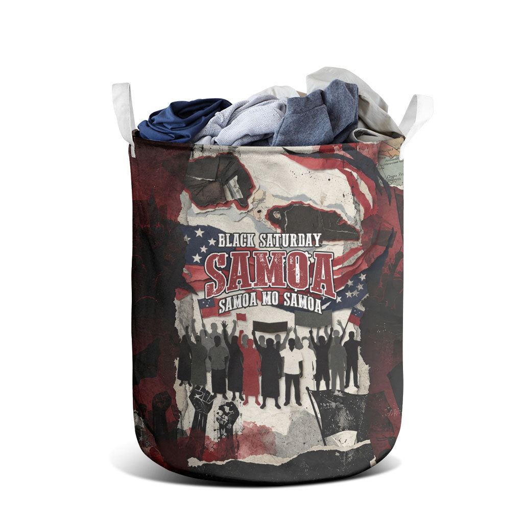 Samoa Black Saturday 1929 Laundry Basket Mau Movement Vintage Newspaper Grunge Polynesian TS04 - Polynesian Pride