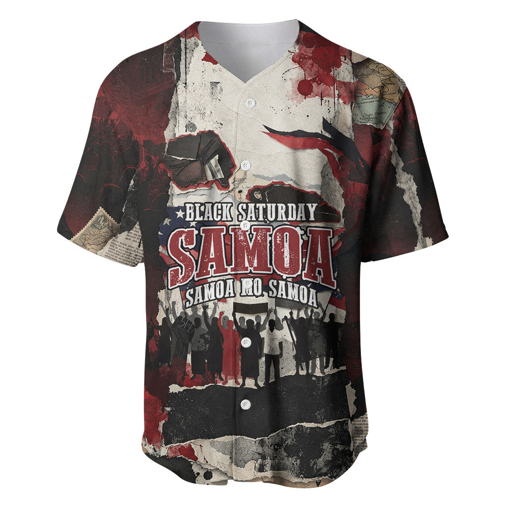Samoa Black Saturday 1929 Baseball Jersey Mau Movement Vintage Newspaper Grunge Polynesian