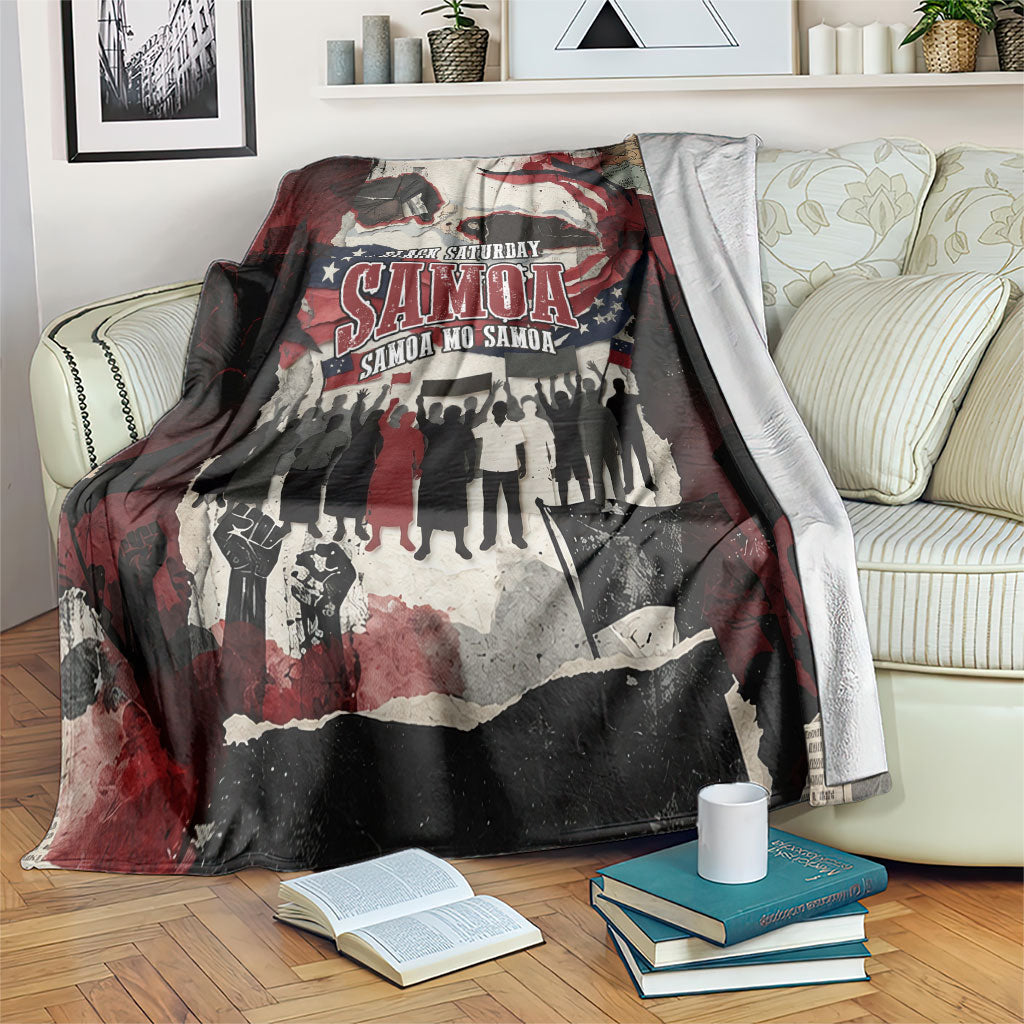 Samoa Black Saturday 1929 Blanket Mau Movement Vintage Newspaper Grunge Polynesian TS04 Black Red - Polynesian Pride