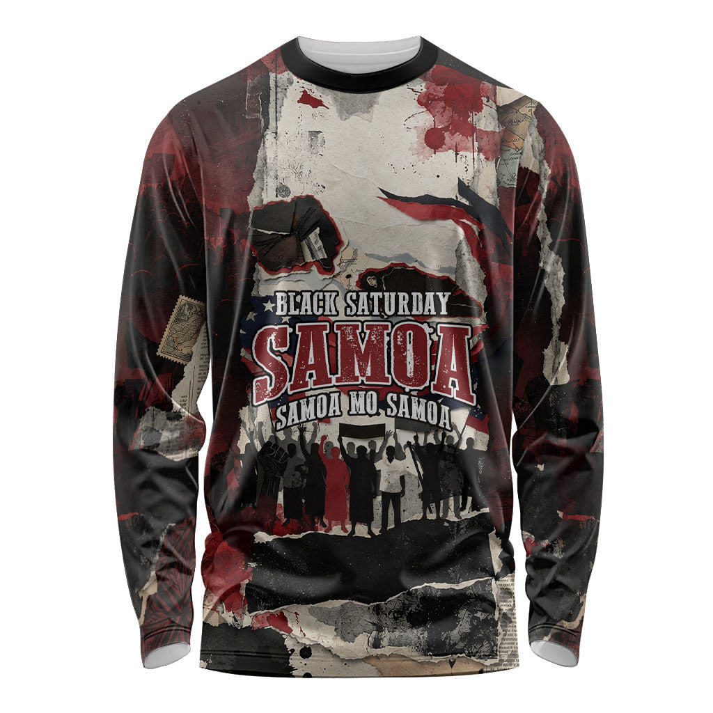 Samoa Black Saturday 1929 Long Sleeve Shirt Mau Movement Vintage Newspaper Grunge Polynesian