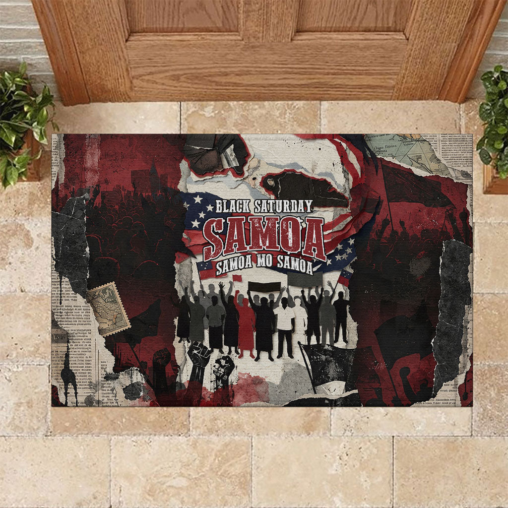 Samoa Black Saturday 1929 Rubber Doormat Mau Movement Vintage Newspaper Grunge Polynesian