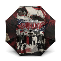 Samoa Black Saturday 1929 Umbrella Mau Movement Vintage Newspaper Grunge Polynesian TS04 One Size Folded 11.42 inch Opened Diameter 37.4 inch Black Red - Polynesian Pride