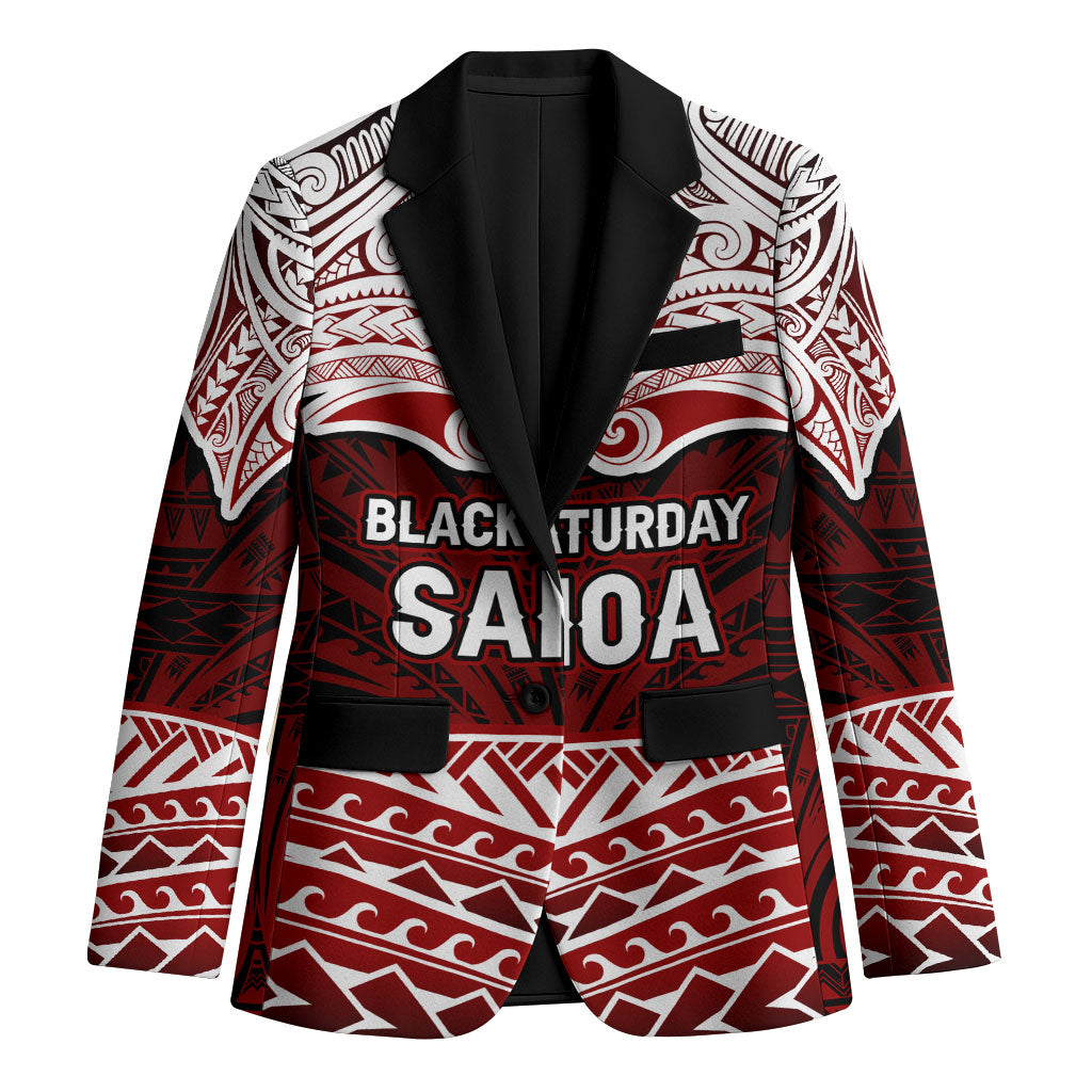 Samoa Black Saturday Mau Movement Blazer Polynesian Tribal Pattern Coat Of Arms Graphic Art
