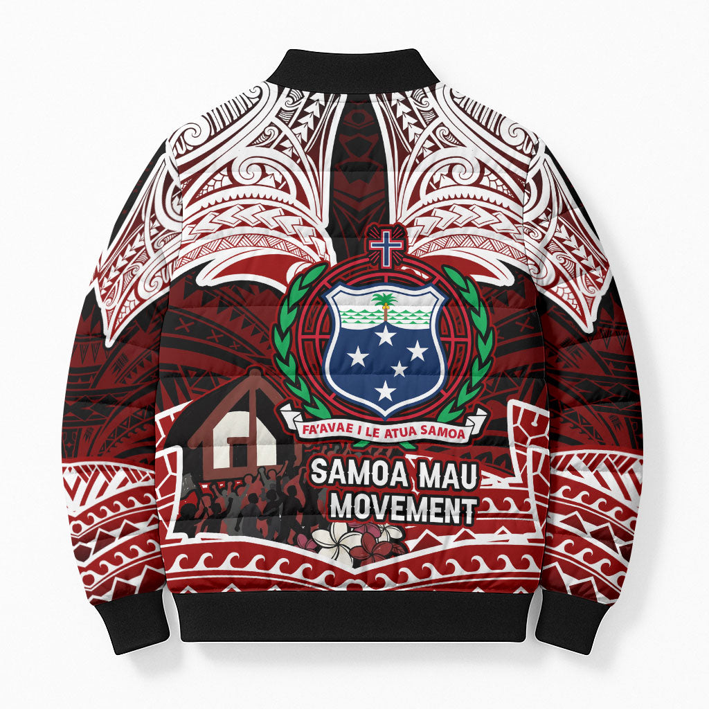 Samoa Black Saturday Mau Movement Bomber Puffer Jacket Polynesian Tribal Pattern Coat Of Arms Graphic Art TS04 - Polynesian Pride