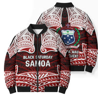 Samoa Black Saturday Mau Movement Bomber Puffer Jacket Polynesian Tribal Pattern Coat Of Arms Graphic Art TS04 - Polynesian Pride