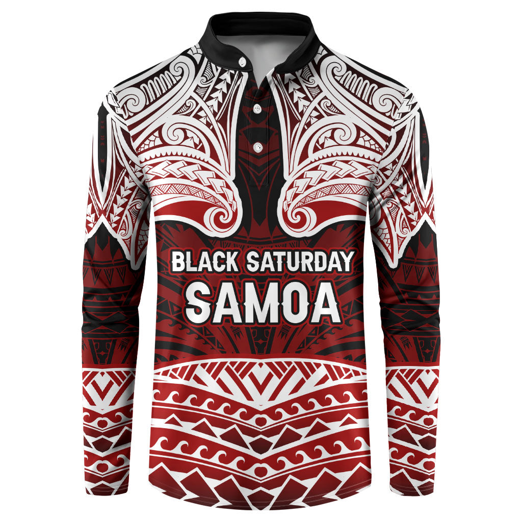 Samoa Black Saturday Mau Movement Button Sweatshirt Polynesian Tribal Pattern Coat Of Arms Graphic Art