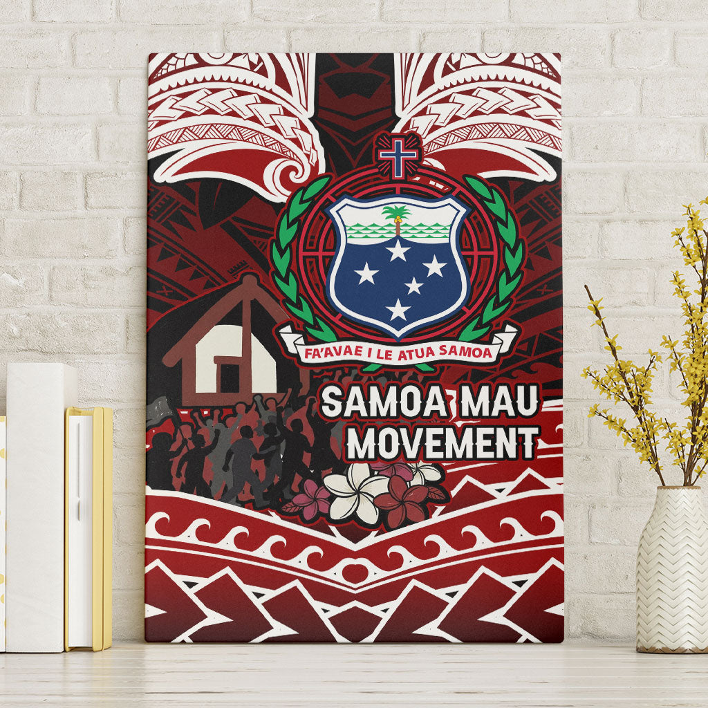 Samoa Black Saturday Mau Movement Canvas Wall Art Polynesian Tribal Pattern Coat Of Arms Graphic Art TS04 Without Frame Red White - Polynesian Pride