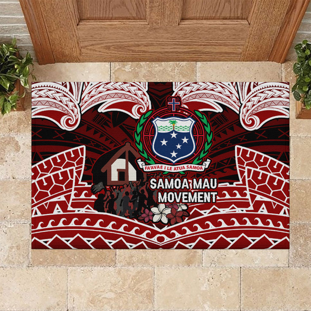 Samoa Black Saturday Mau Movement Rubber Doormat Polynesian Tribal Pattern Coat Of Arms Graphic Art