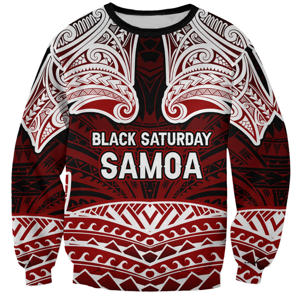 Samoa Black Saturday Mau Movement Sweatshirt Polynesian Tribal Pattern Coat Of Arms Graphic Art