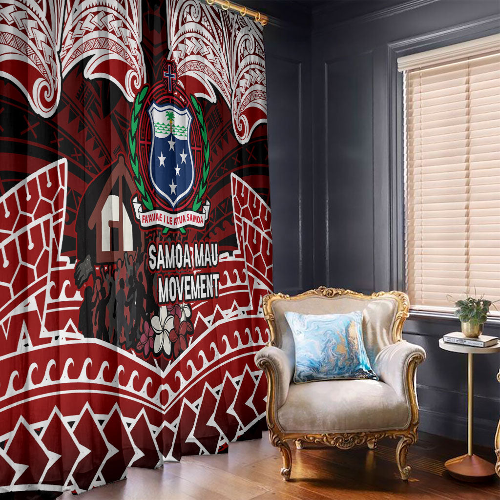Samoa Black Saturday Mau Movement Window Curtain Polynesian Tribal Pattern Coat Of Arms Graphic Art TS04 - Polynesian Pride