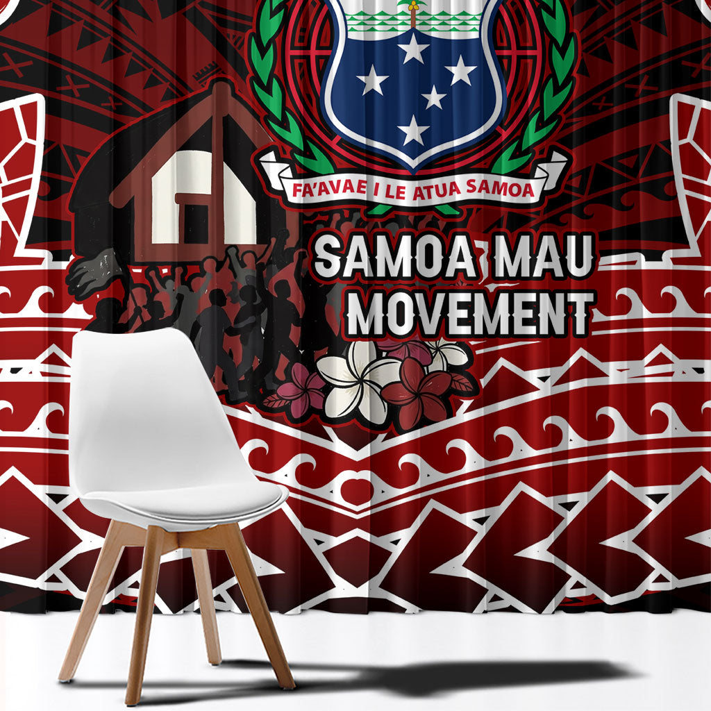 Samoa Black Saturday Mau Movement Window Curtain Polynesian Tribal Pattern Coat Of Arms Graphic Art TS04 - Polynesian Pride