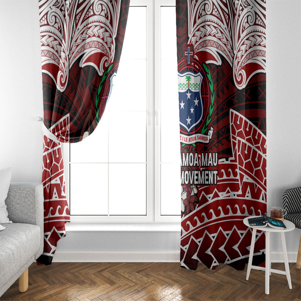 Samoa Black Saturday Mau Movement Window Curtain Polynesian Tribal Pattern Coat Of Arms Graphic Art TS04 - Polynesian Pride