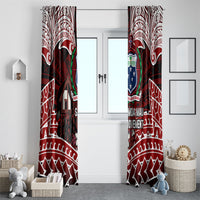 Samoa Black Saturday Mau Movement Window Curtain Polynesian Tribal Pattern Coat Of Arms Graphic Art TS04 - Polynesian Pride