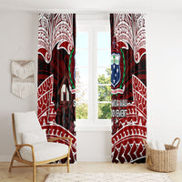 Samoa Black Saturday Mau Movement Window Curtain Polynesian Tribal Pattern Coat Of Arms Graphic Art TS04 - Polynesian Pride