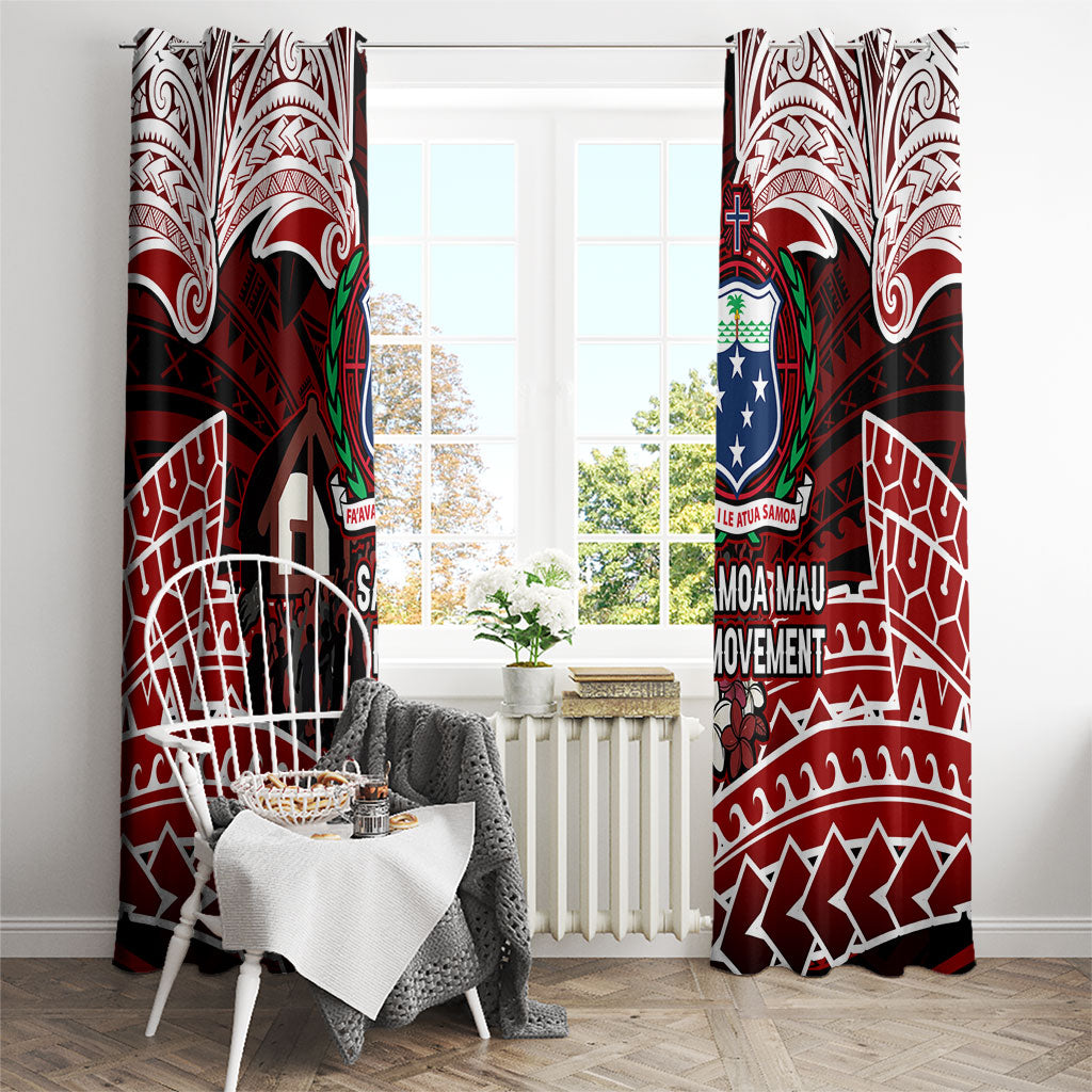 Samoa Black Saturday Mau Movement Window Curtain Polynesian Tribal Pattern Coat Of Arms Graphic Art TS04 - Polynesian Pride