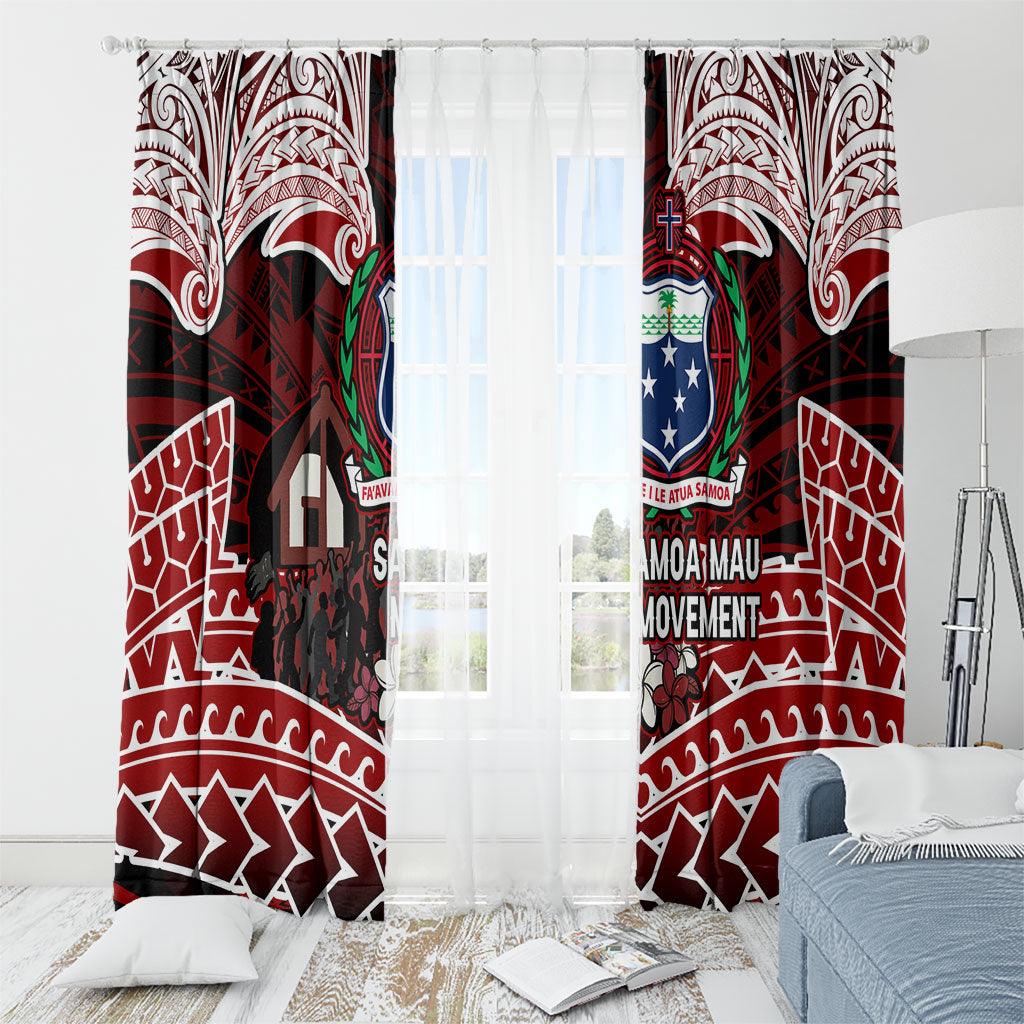 Samoa Black Saturday Mau Movement Window Curtain Polynesian Tribal Pattern Coat Of Arms Graphic Art TS04 - Polynesian Pride