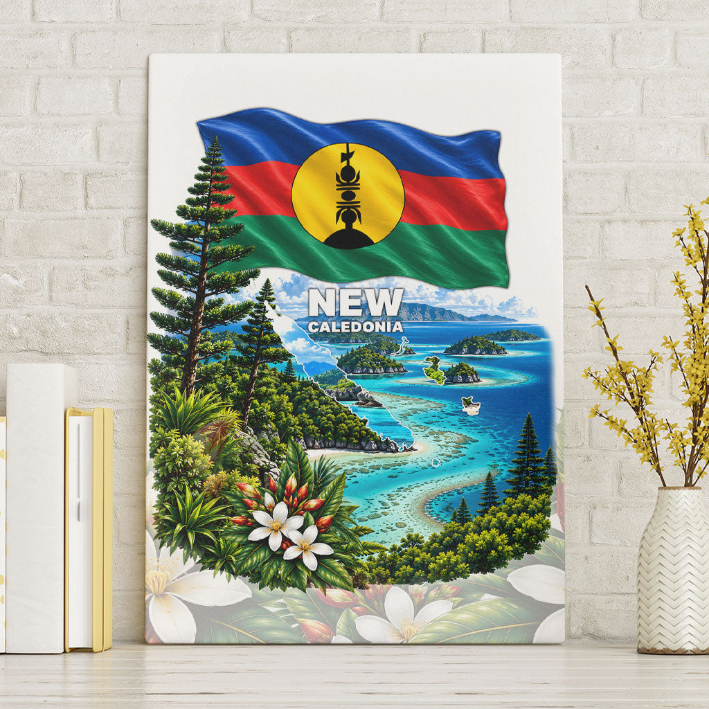 New Caledonia Kanak Flag Landscape Canvas Wall Art Tropical Island Nature Floral TS04 Without Frame White Green - Polynesian Pride