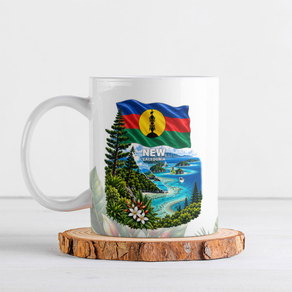 New Caledonia Kanak Flag Landscape Ceramic Mug Tropical Island Nature Floral