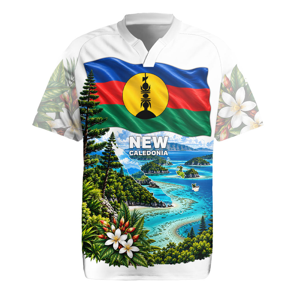 New Caledonia Kanak Flag Landscape Rugby Jersey Tropical Island Nature Floral TS04 White Green - Polynesian Pride