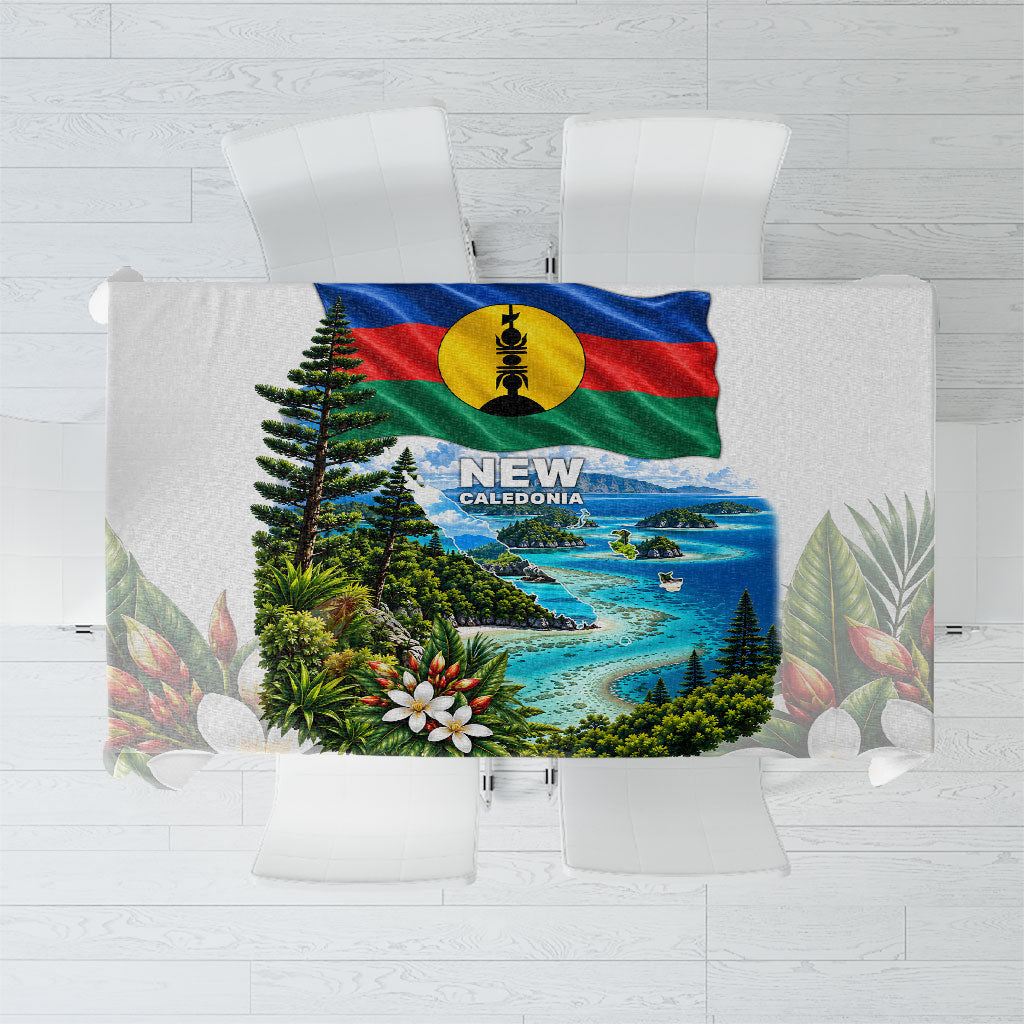 New Caledonia Kanak Flag Landscape Tablecloth Tropical Island Nature Floral TS04 White Green - Polynesian Pride