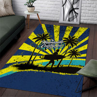 Waimanalo Oahu Hawaii Surfing Area Rug Tropical Beach Retro Sunburst Surfboard TS04 Yellow Blue - Polynesian Pride