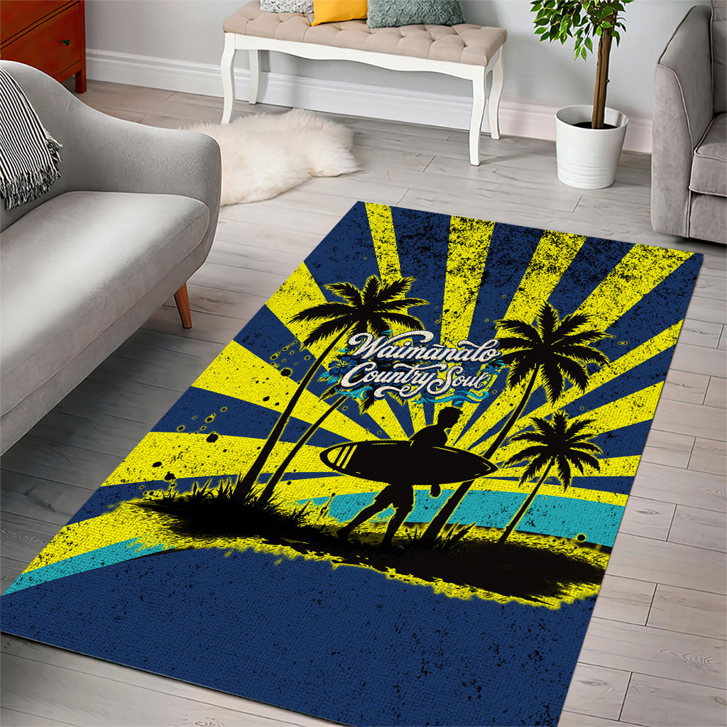 Waimanalo Oahu Hawaii Surfing Area Rug Tropical Beach Retro Sunburst Surfboard TS04 - Polynesian Pride