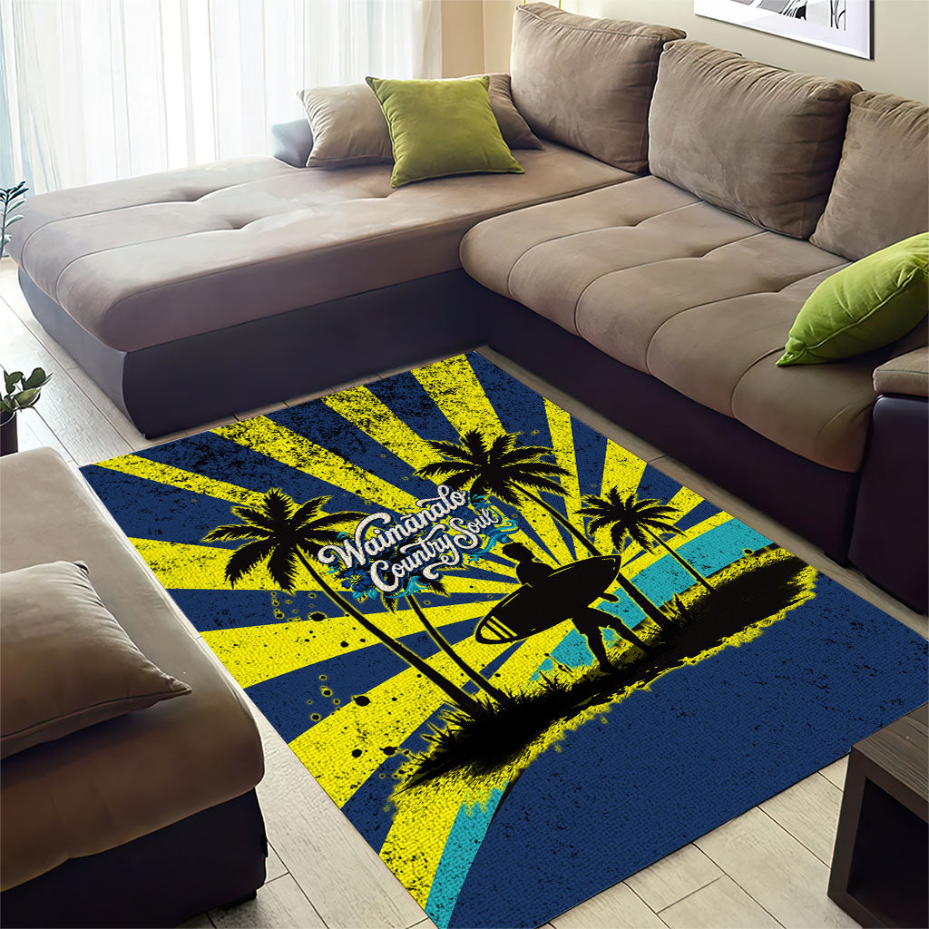 Waimanalo Oahu Hawaii Surfing Area Rug Tropical Beach Retro Sunburst Surfboard TS04 - Polynesian Pride