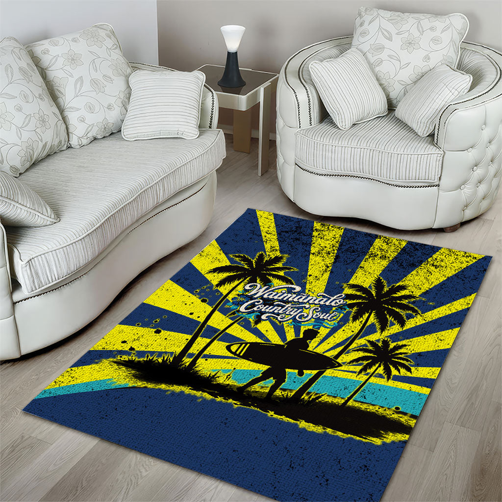 Waimanalo Oahu Hawaii Surfing Area Rug Tropical Beach Retro Sunburst Surfboard TS04 - Polynesian Pride