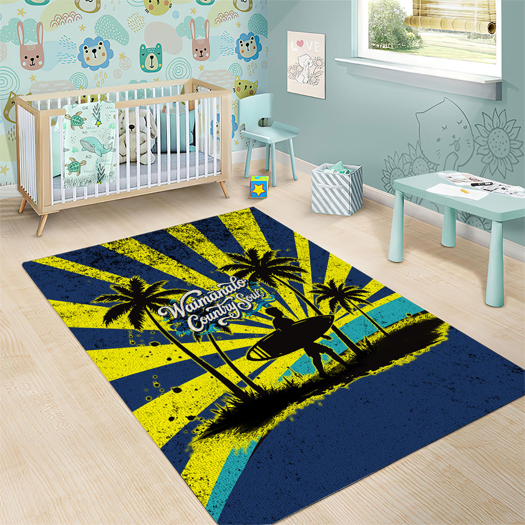 Waimanalo Oahu Hawaii Surfing Area Rug Tropical Beach Retro Sunburst Surfboard TS04 - Polynesian Pride