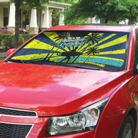 Waimanalo Oahu Hawaii Surfing Auto Sun Shade Tropical Beach Retro Sunburst Surfboard TS04 - Polynesian Pride