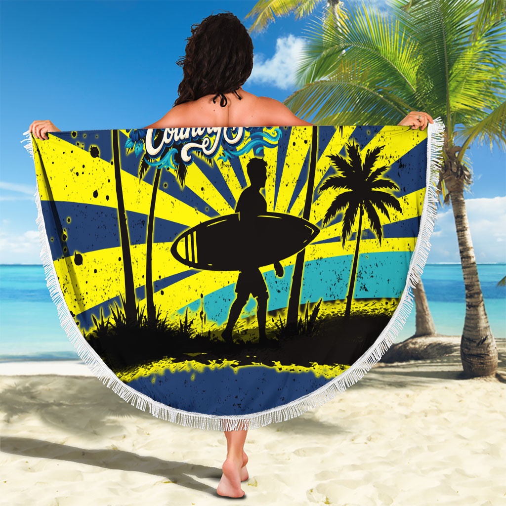 Waimanalo Oahu Hawaii Surfing Beach Blanket Tropical Beach Retro Sunburst Surfboard TS04 - Polynesian Pride