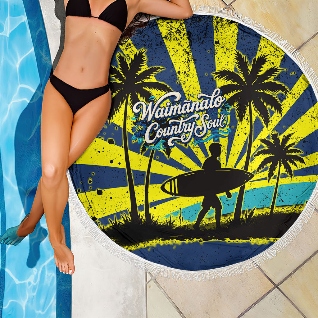 Waimanalo Oahu Hawaii Surfing Beach Blanket Tropical Beach Retro Sunburst Surfboard TS04 - Polynesian Pride