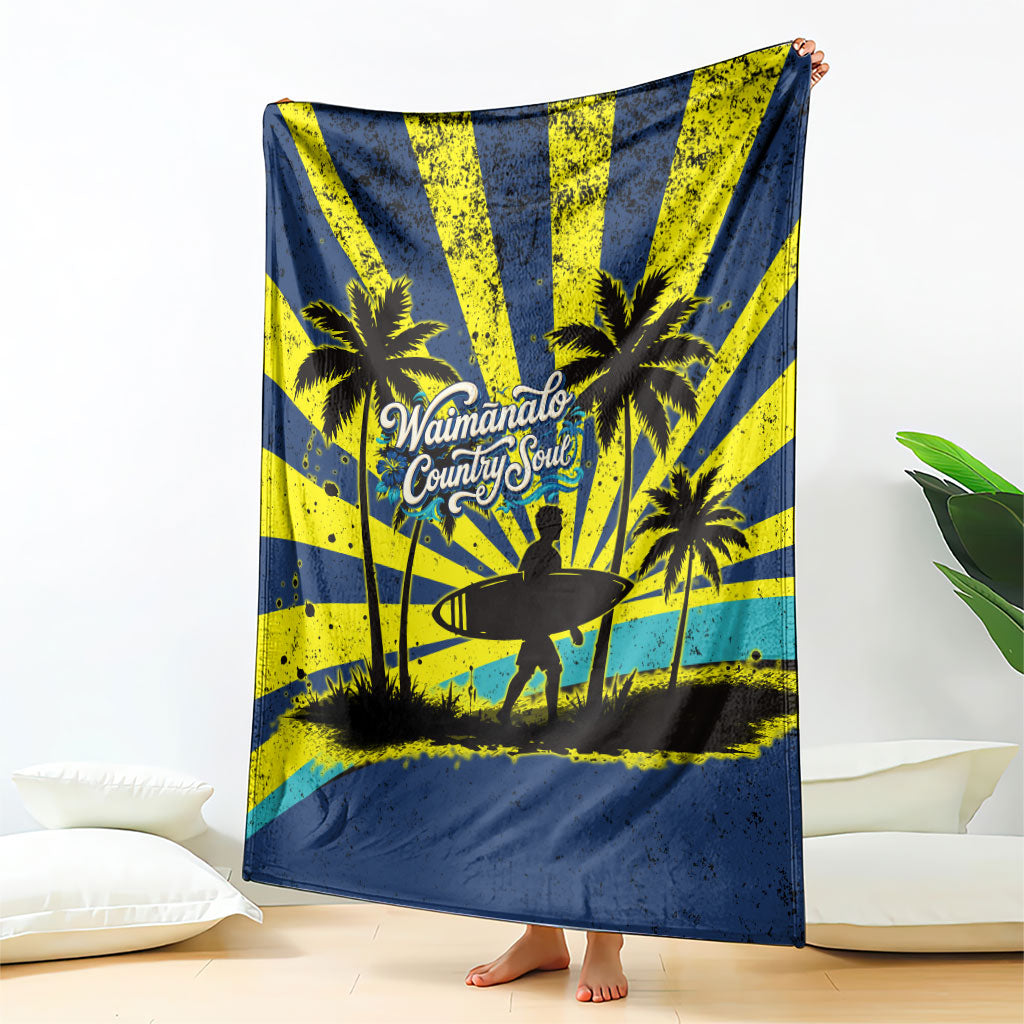 Waimanalo Oahu Hawaii Surfing Blanket Tropical Beach Retro Sunburst Surfboard TS04 - Polynesian Pride