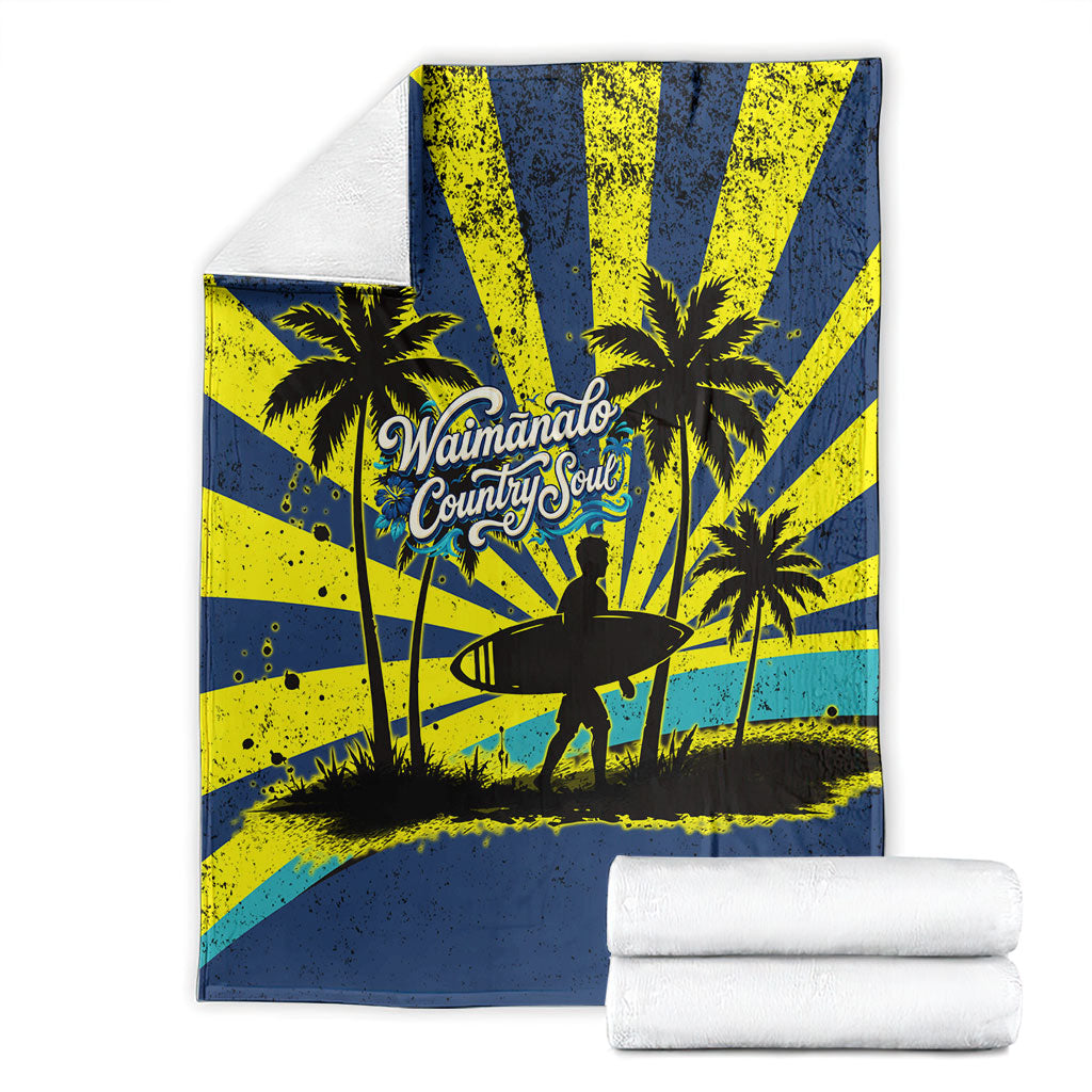 Waimanalo Oahu Hawaii Surfing Blanket Tropical Beach Retro Sunburst Surfboard TS04 - Polynesian Pride