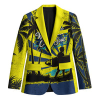 Waimanalo Oahu Hawaii Surfing Blazer Tropical Beach Retro Sunburst Surfboard TS04 Unisex Yellow Blue - Polynesian Pride