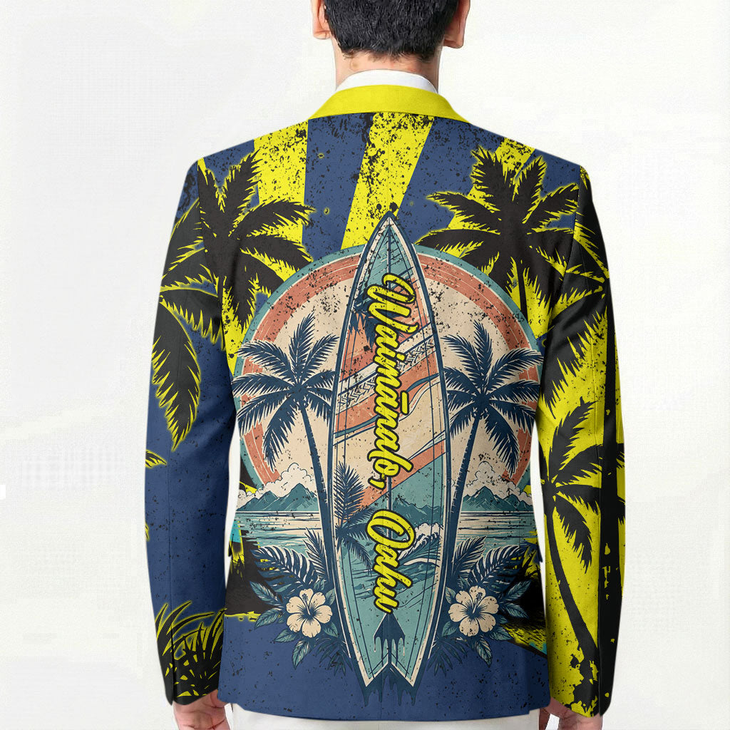 Waimanalo Oahu Hawaii Surfing Blazer Tropical Beach Retro Sunburst Surfboard TS04 - Polynesian Pride