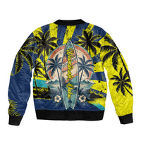 Waimanalo Oahu Hawaii Surfing Bomber Jacket Tropical Beach Retro Sunburst Surfboard TS04 - Polynesian Pride