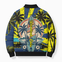 Waimanalo Oahu Hawaii Surfing Bomber Puffer Jacket Tropical Beach Retro Sunburst Surfboard TS04 - Polynesian Pride