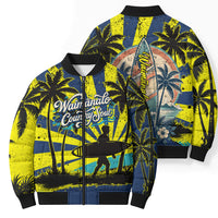 Waimanalo Oahu Hawaii Surfing Bomber Puffer Jacket Tropical Beach Retro Sunburst Surfboard TS04 - Polynesian Pride