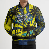 Waimanalo Oahu Hawaii Surfing Bomber Puffer Jacket Tropical Beach Retro Sunburst Surfboard TS04 - Polynesian Pride