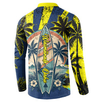 Waimanalo Oahu Hawaii Surfing Button Sweatshirt Tropical Beach Retro Sunburst Surfboard TS04 - Polynesian Pride