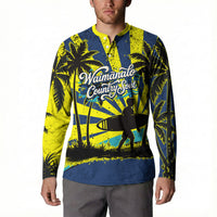 Waimanalo Oahu Hawaii Surfing Button Sweatshirt Tropical Beach Retro Sunburst Surfboard TS04 - Polynesian Pride