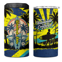 Waimanalo Oahu Hawaii Surfing 4 in 1 Can Cooler Tumbler Tropical Beach Retro Sunburst Surfboard TS04 One Size: 16 oz Yellow Blue - Polynesian Pride