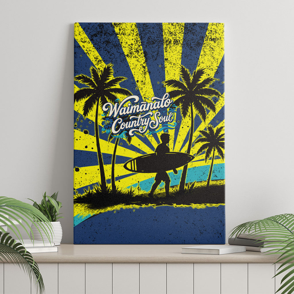 Waimanalo Oahu Hawaii Surfing Canvas Wall Art Tropical Beach Retro Sunburst Surfboard TS04 - Polynesian Pride