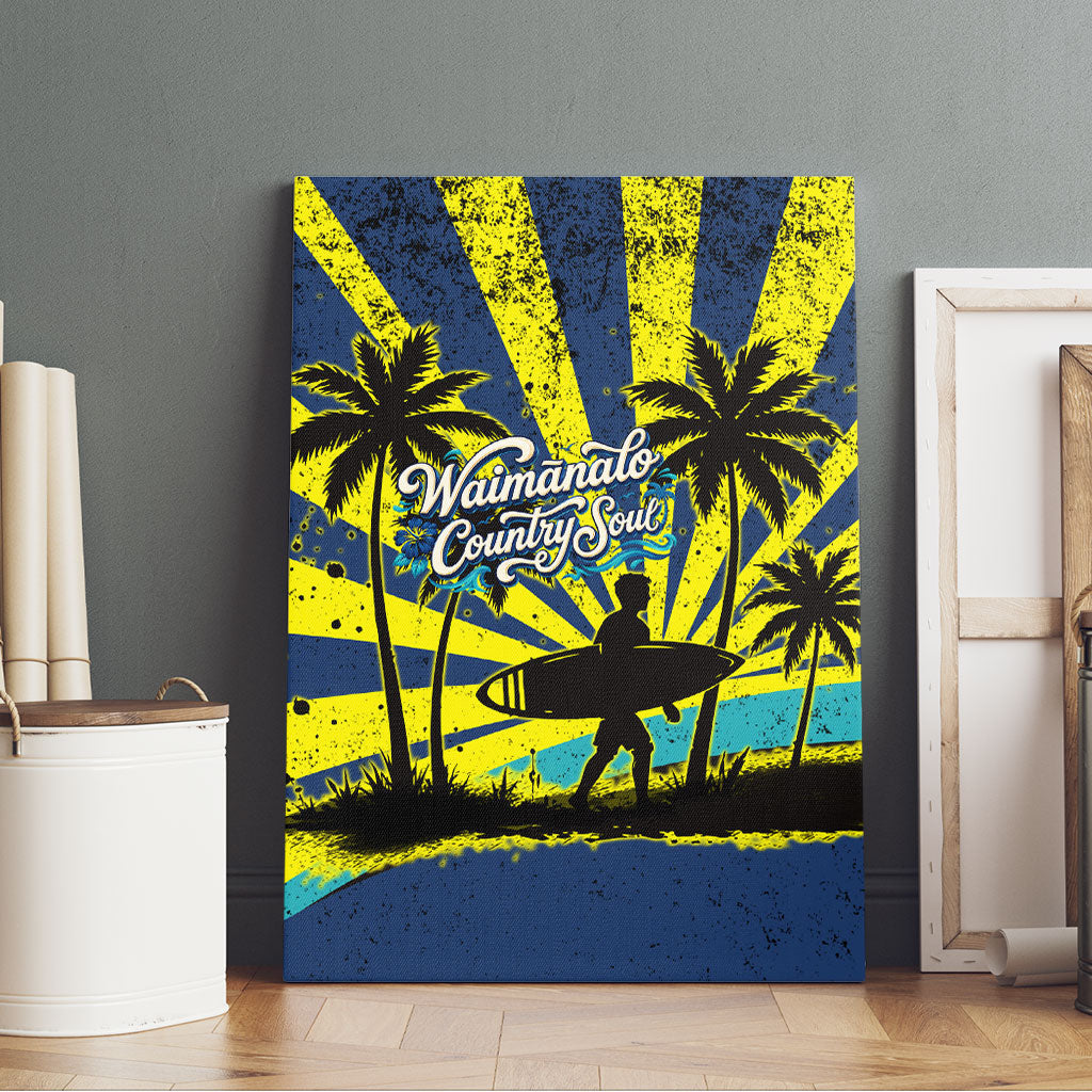 Waimanalo Oahu Hawaii Surfing Canvas Wall Art Tropical Beach Retro Sunburst Surfboard TS04 - Polynesian Pride