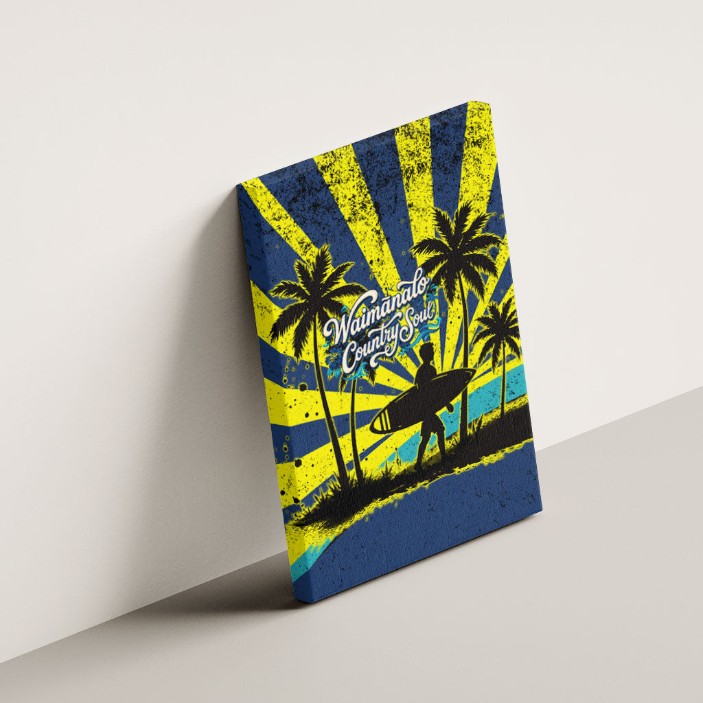 Waimanalo Oahu Hawaii Surfing Canvas Wall Art Tropical Beach Retro Sunburst Surfboard TS04 - Polynesian Pride